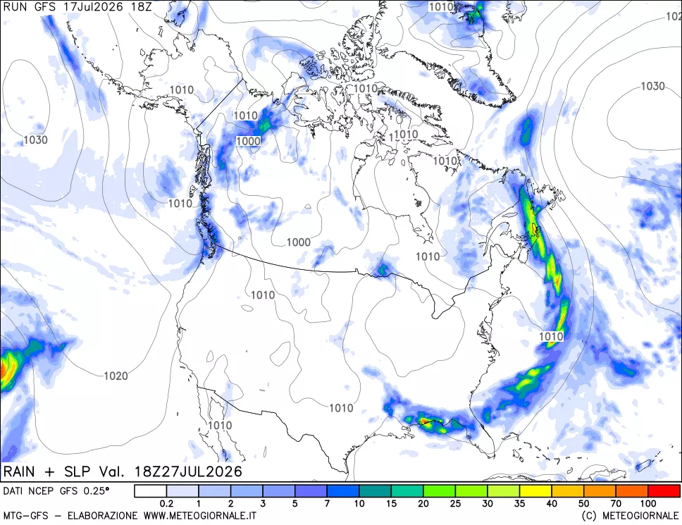 mappa Precipitazioni e pressione SLM