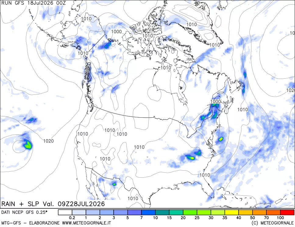 mappa Precipitazioni e pressione SLM