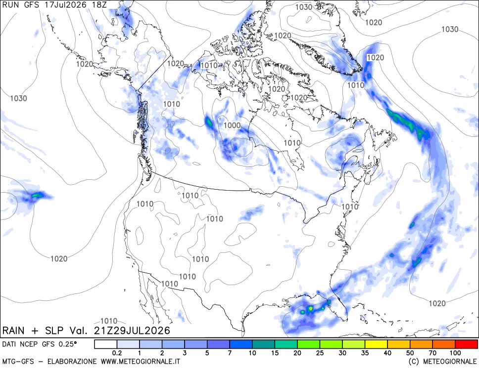 mappa Precipitazioni e pressione SLM