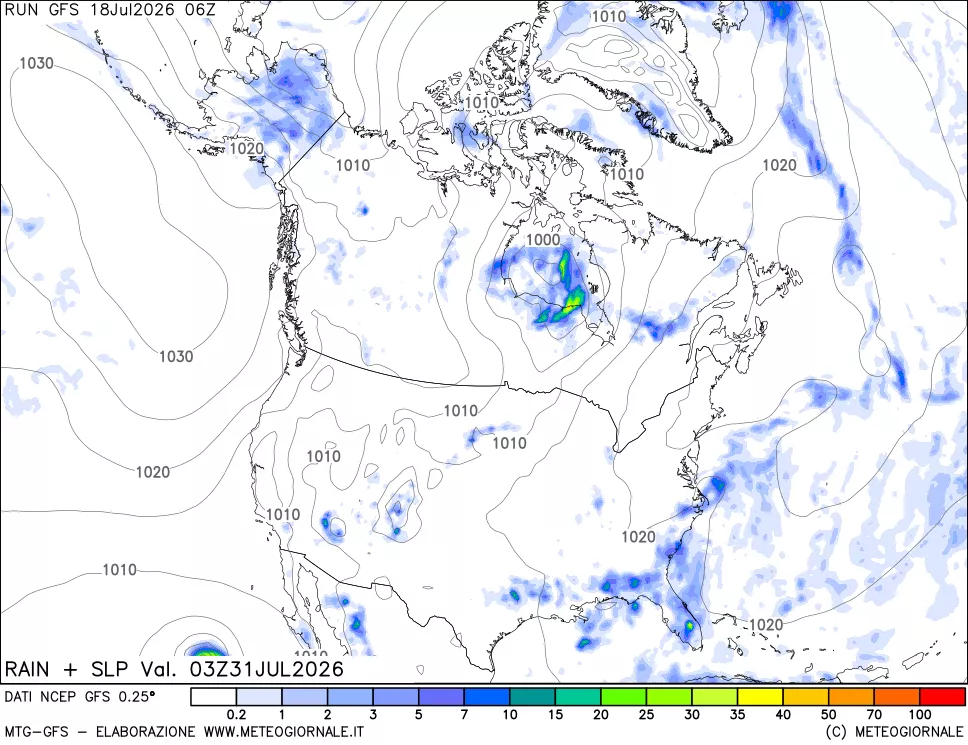 mappa Precipitazioni e pressione SLM