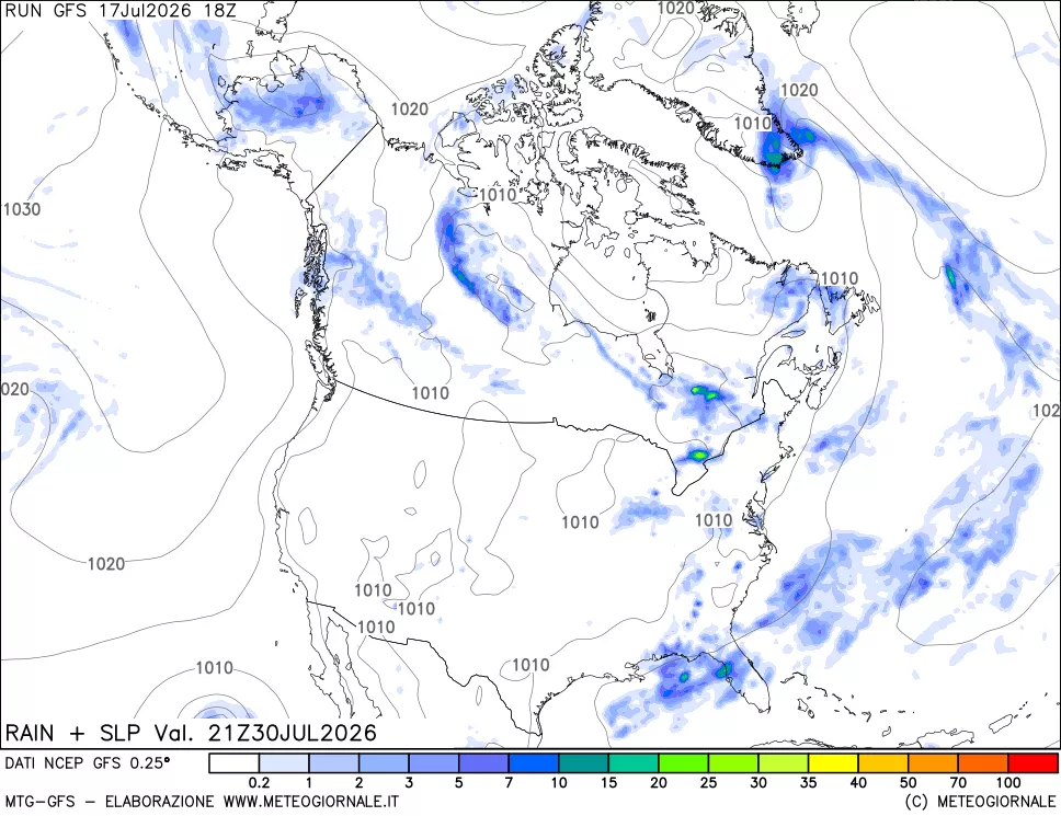 mappa Precipitazioni e pressione SLM