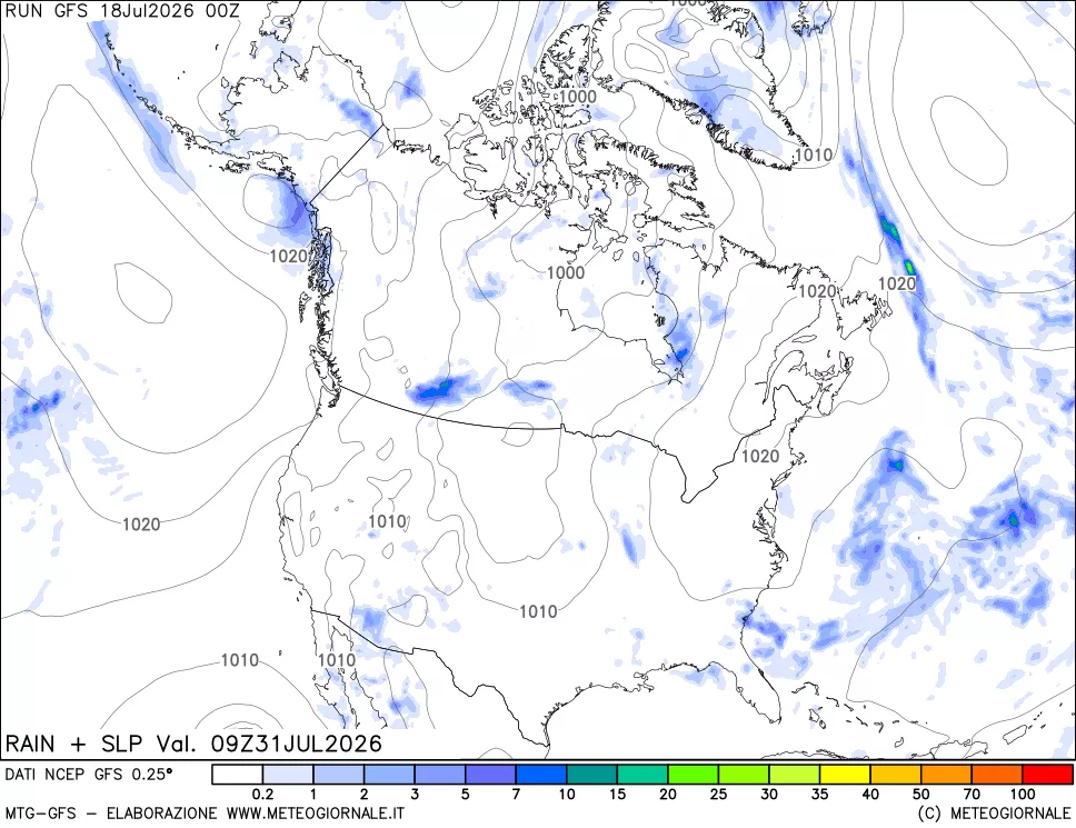 mappa Precipitazioni e pressione SLM