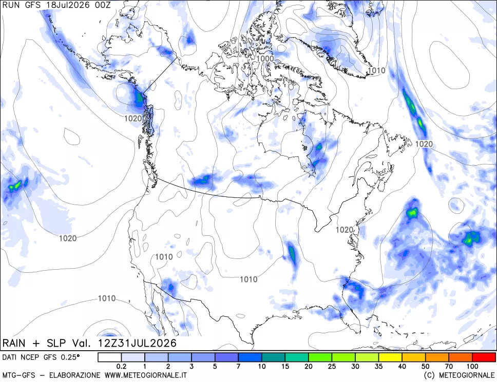 mappa Precipitazioni e pressione SLM