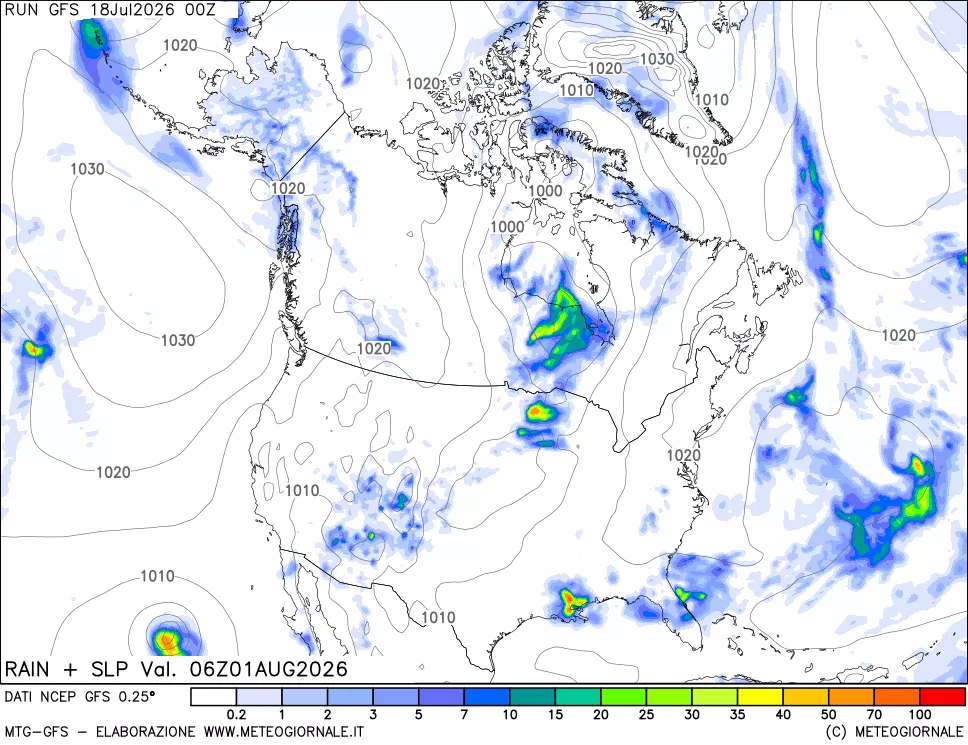 mappa Precipitazioni e pressione SLM