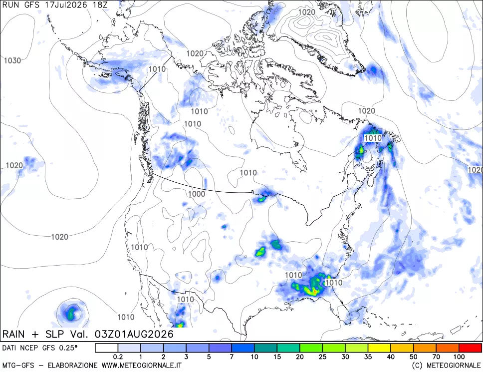 mappa Precipitazioni e pressione SLM