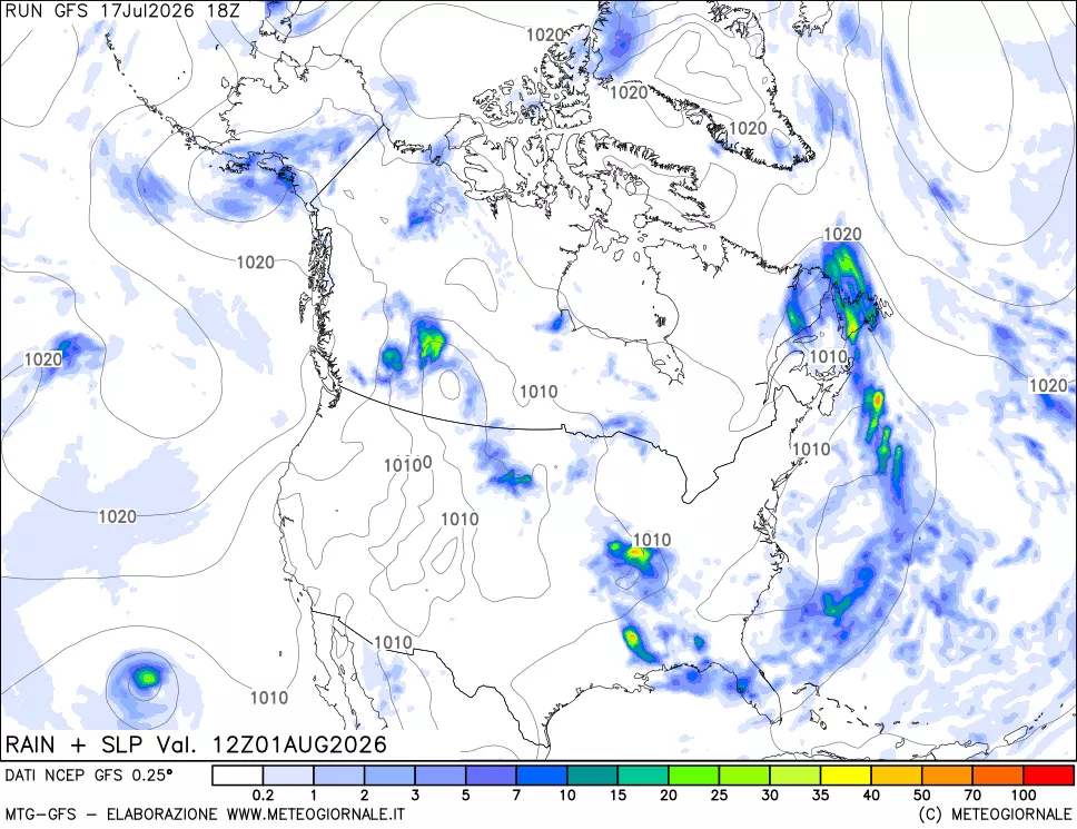 mappa Precipitazioni e pressione SLM