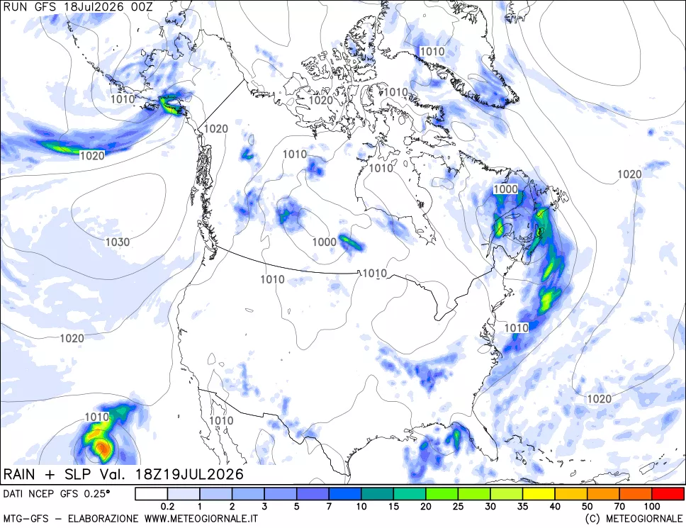 mappa Precipitazioni e pressione SLM