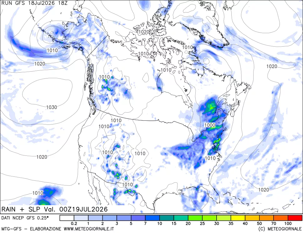 mappa Precipitazioni e pressione SLM