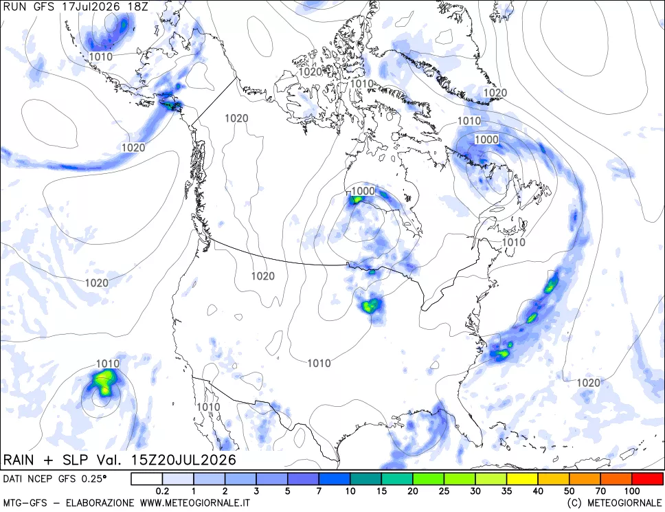 mappa Precipitazioni e pressione SLM