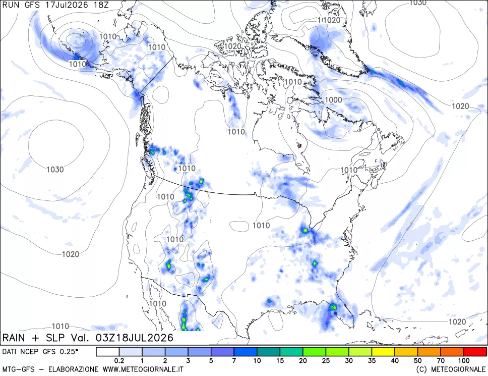 mappa Precipitazioni e pressione SLM