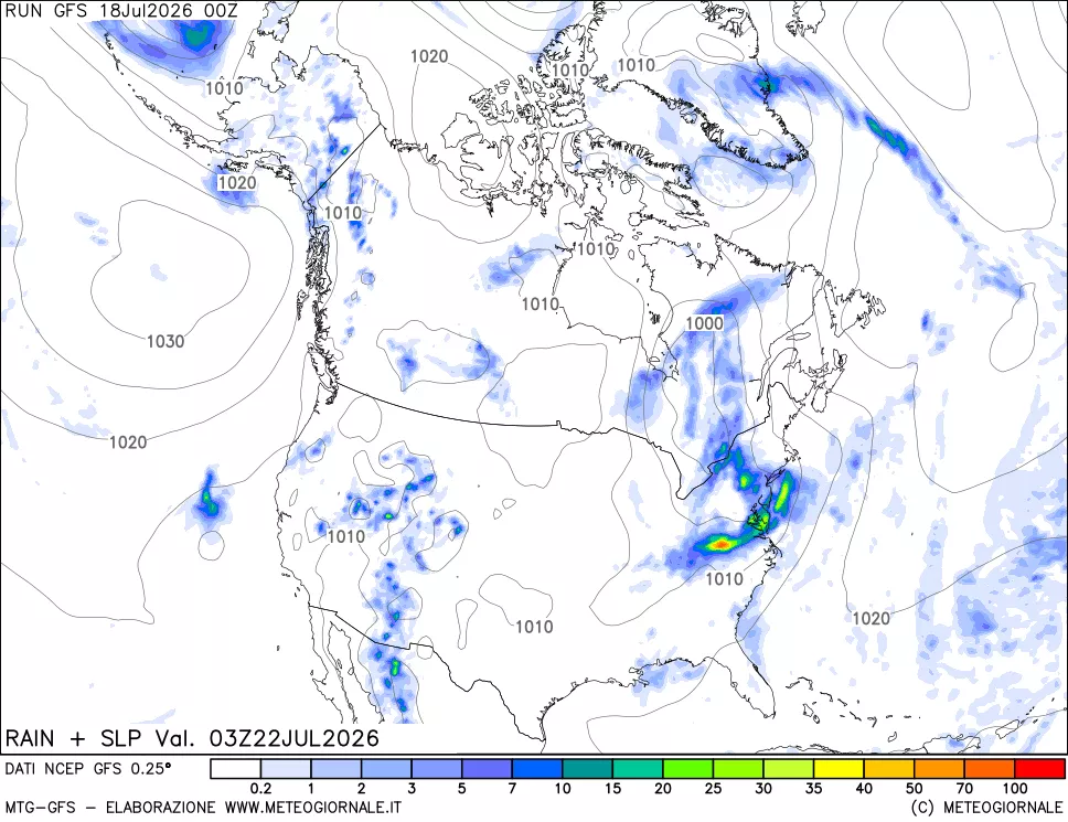mappa Precipitazioni e pressione SLM