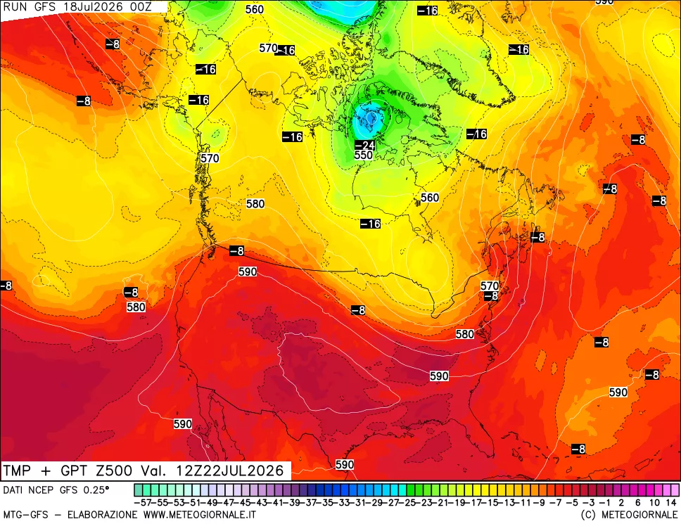 mappa 500 hPa Temp + GPT