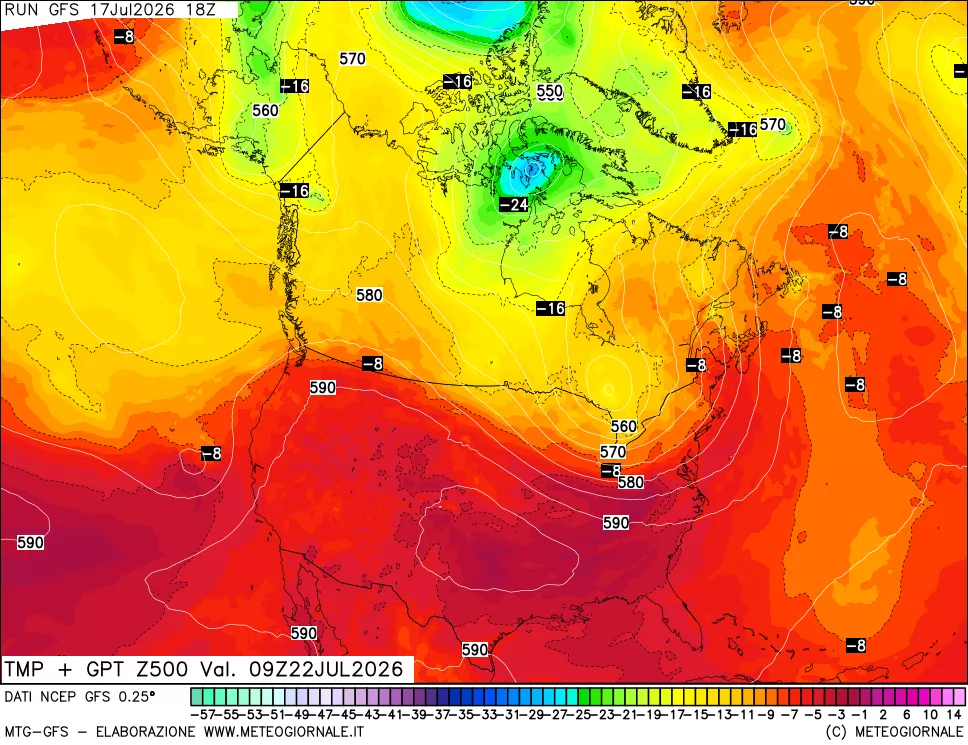 mappa 500 hPa Temp + GPT