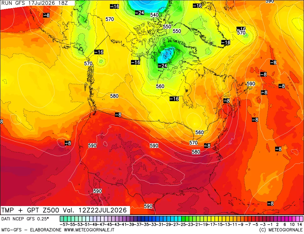 mappa 500 hPa Temp + GPT