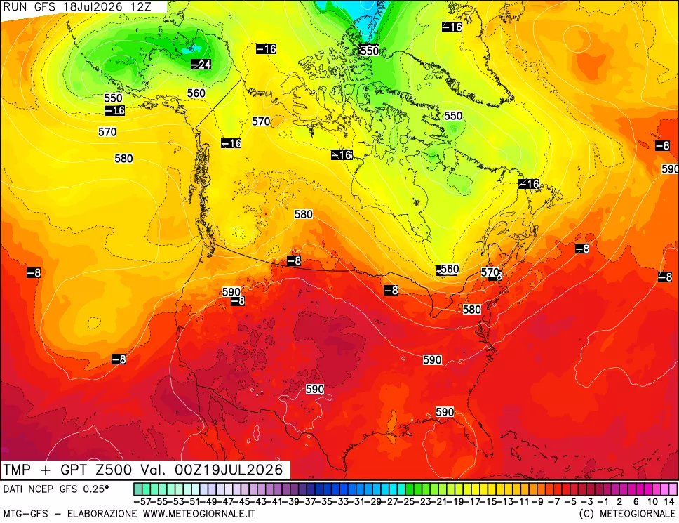mappa 500 hPa Temp + GPT