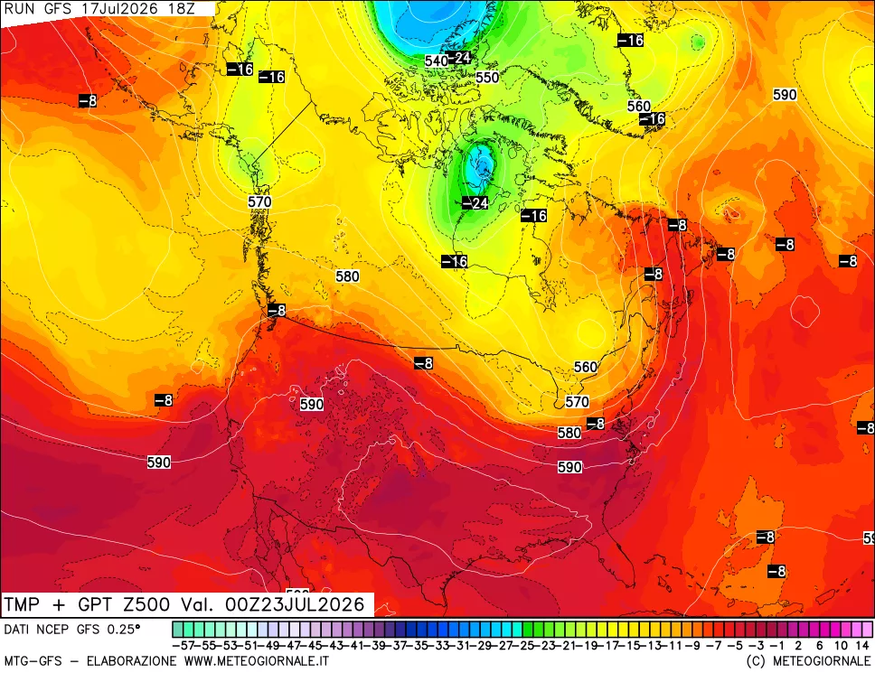 mappa 500 hPa Temp + GPT