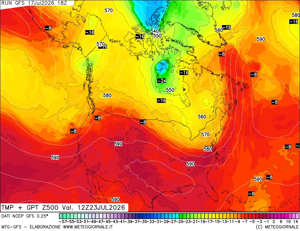 mappa 500 hPa Temp + GPT