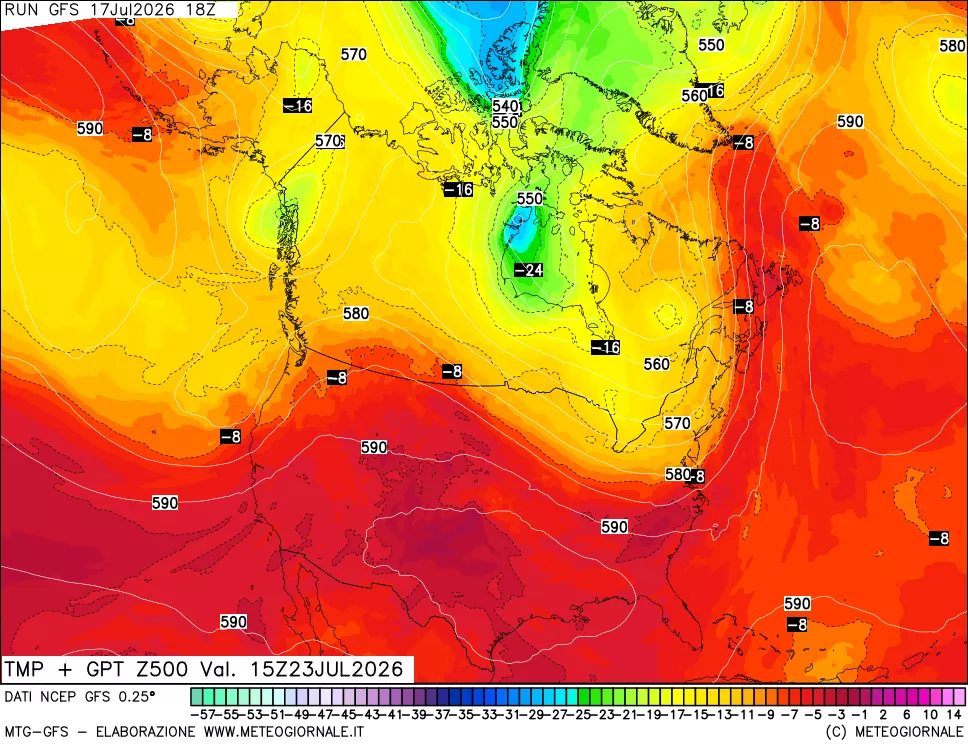 mappa 500 hPa Temp + GPT
