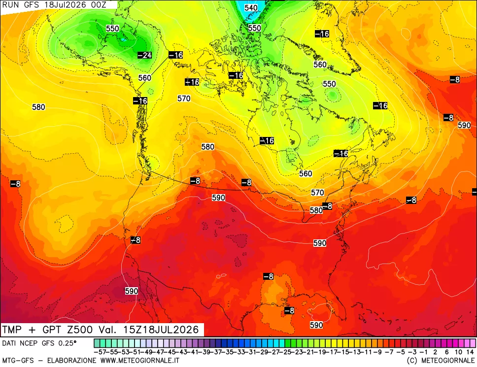 mappa 500 hPa Temp + GPT