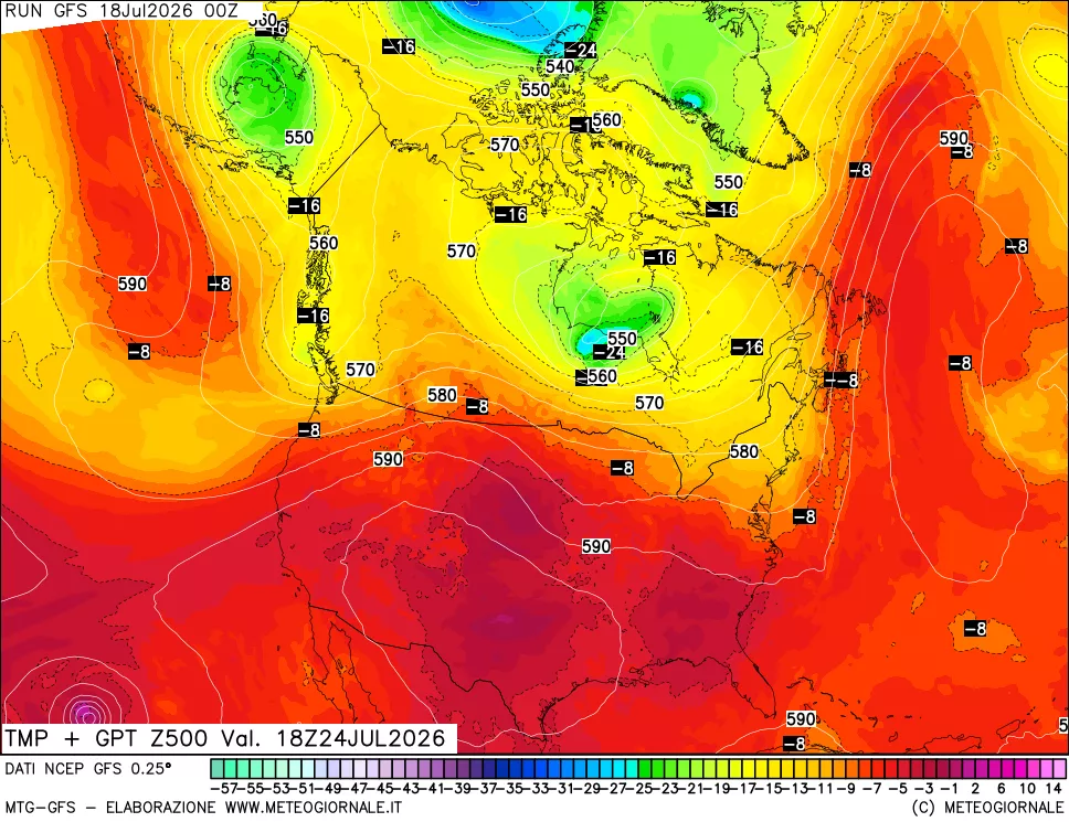 mappa 500 hPa Temp + GPT