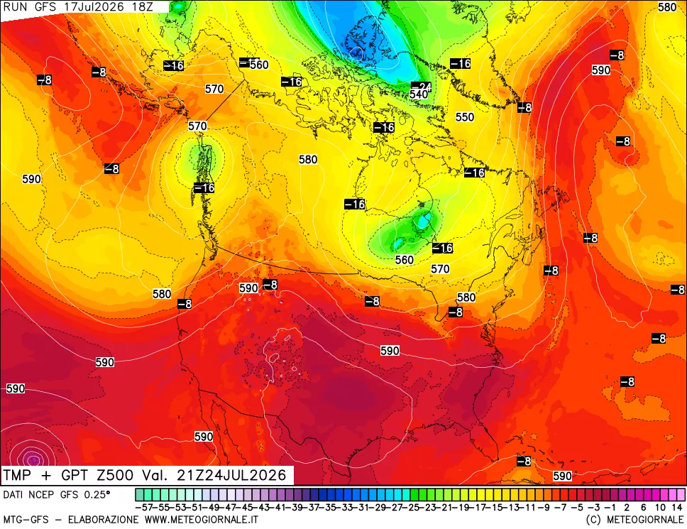 mappa 500 hPa Temp + GPT