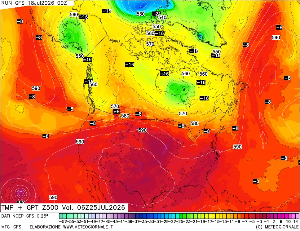 mappa 500 hPa Temp + GPT