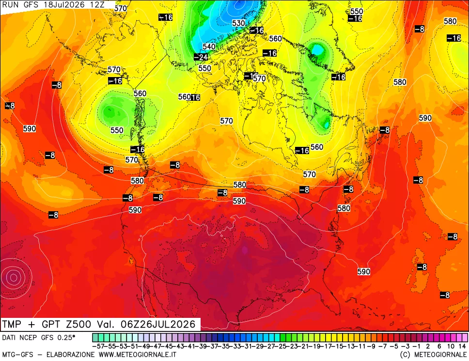 mappa 500 hPa Temp + GPT