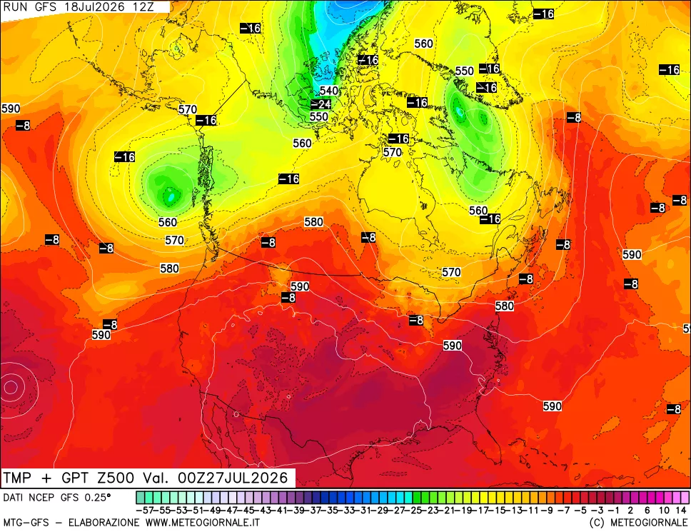 mappa 500 hPa Temp + GPT