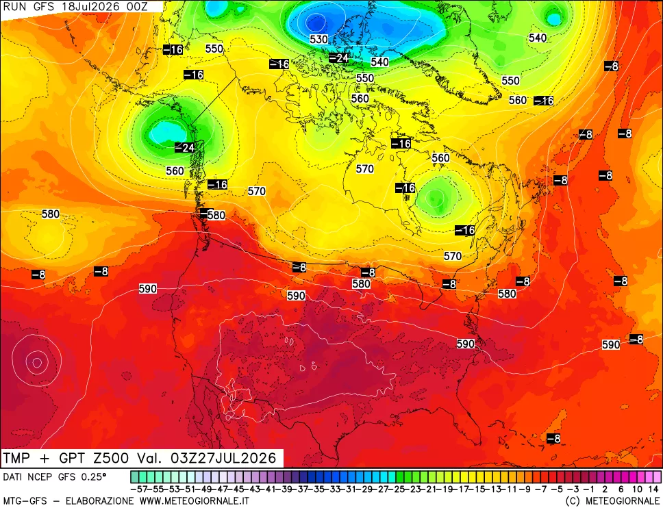 mappa 500 hPa Temp + GPT