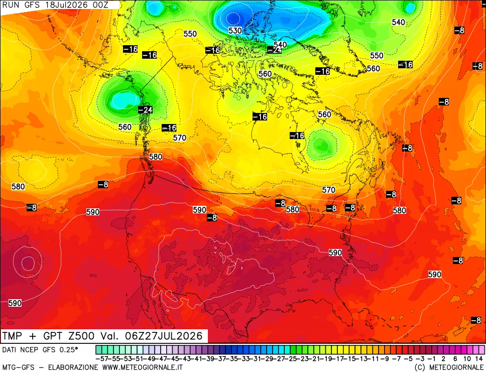 mappa 500 hPa Temp + GPT