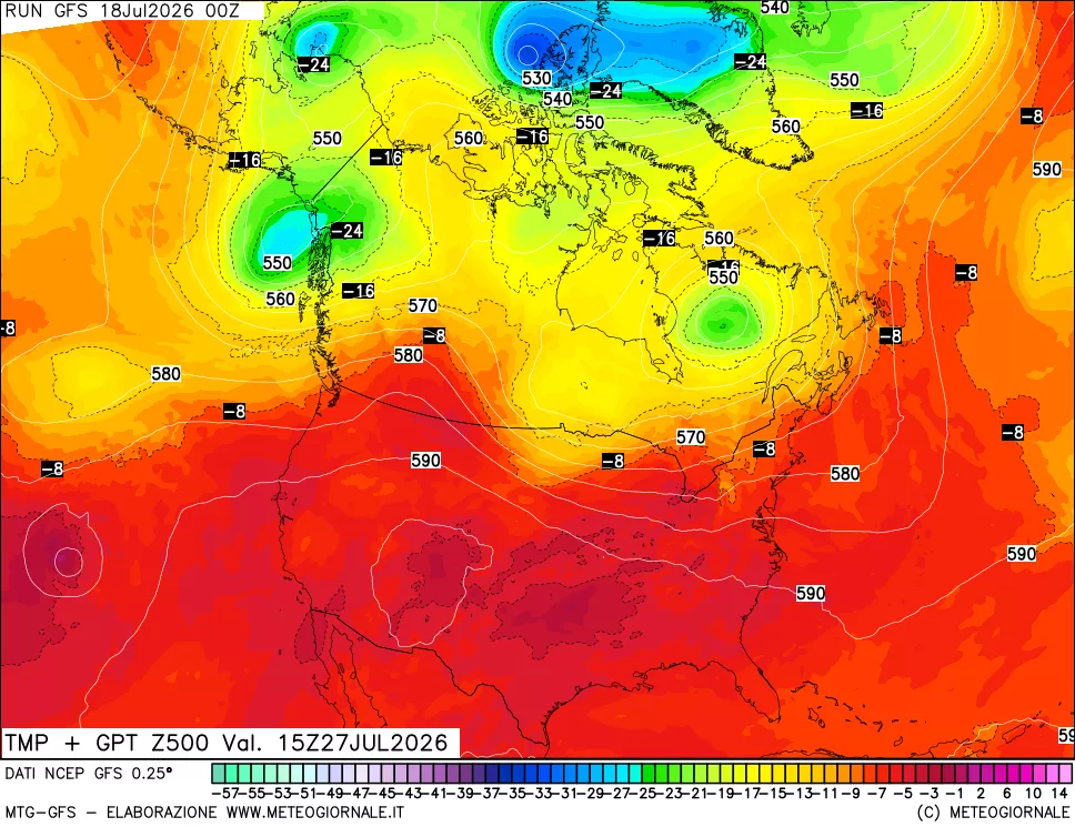 mappa 500 hPa Temp + GPT
