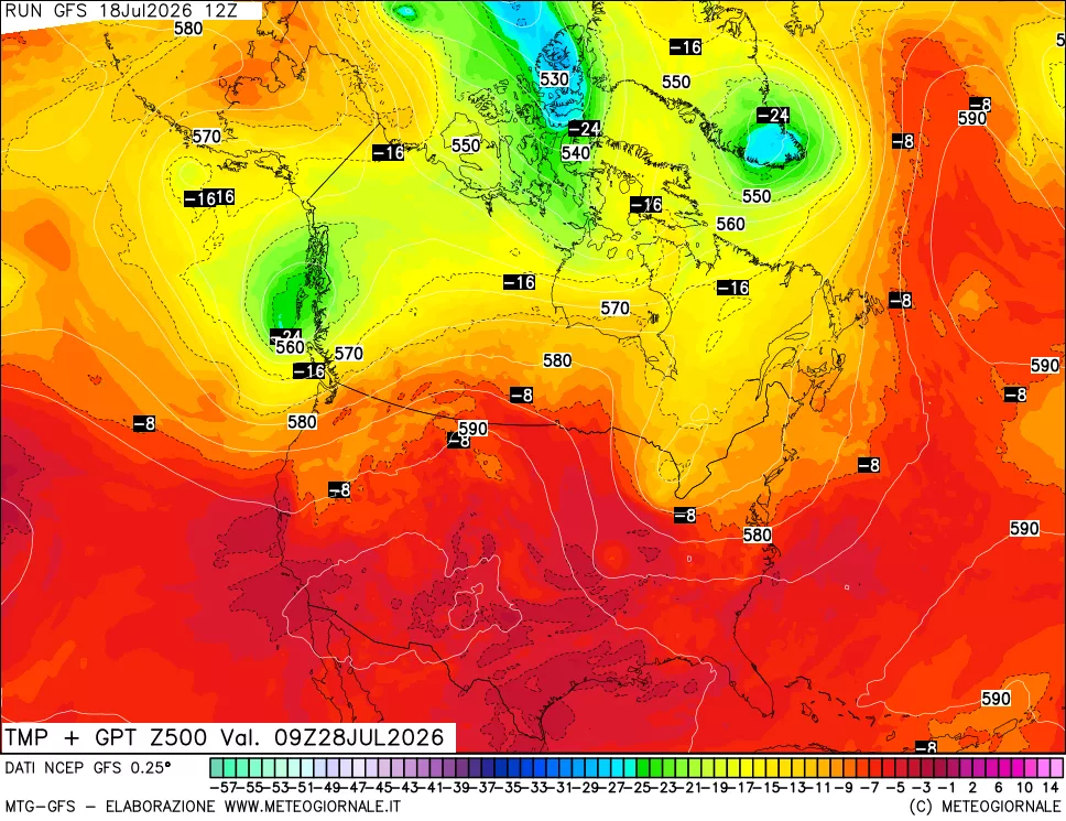 mappa 500 hPa Temp + GPT