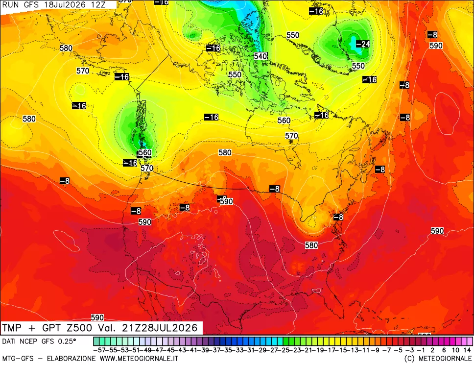 mappa 500 hPa Temp + GPT