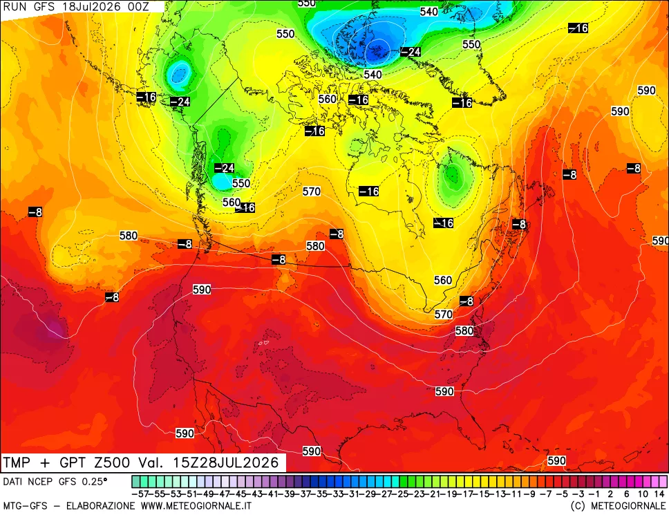 mappa 500 hPa Temp + GPT
