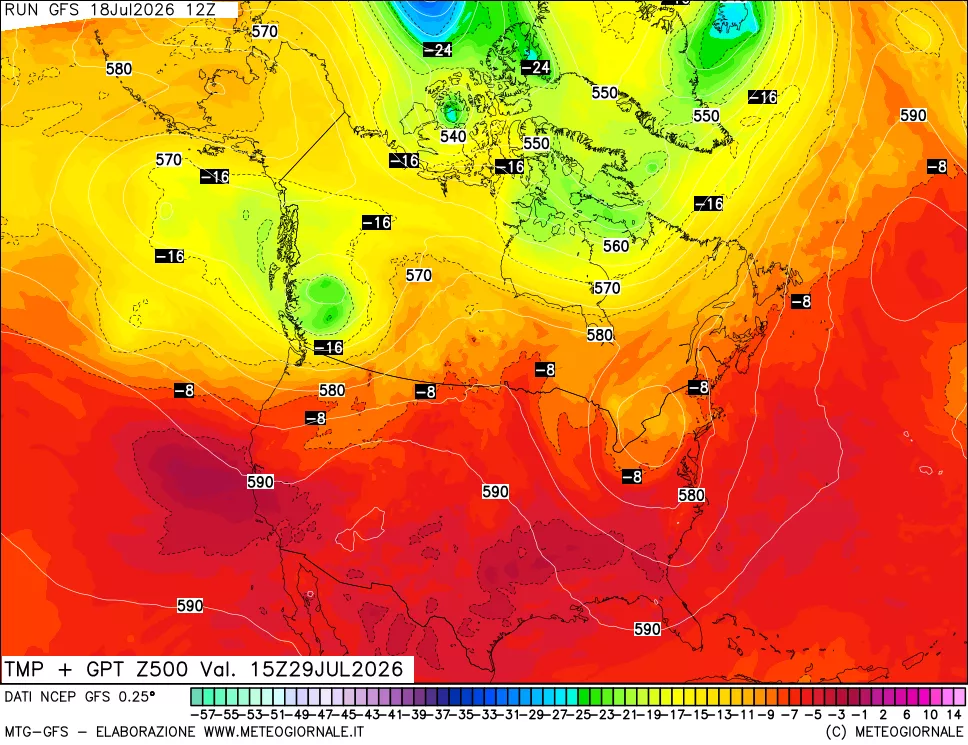 mappa 500 hPa Temp + GPT