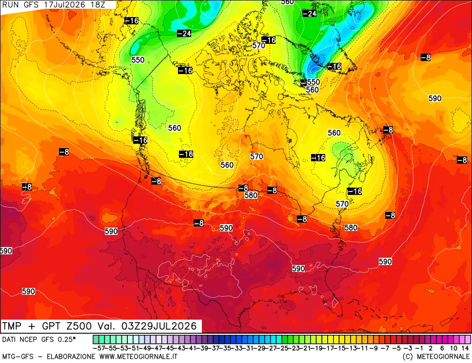 mappa 500 hPa Temp + GPT