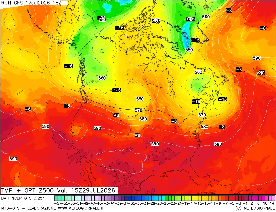 mappa 500 hPa Temp + GPT