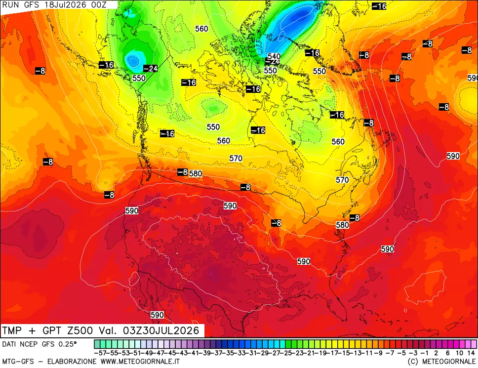 mappa 500 hPa Temp + GPT