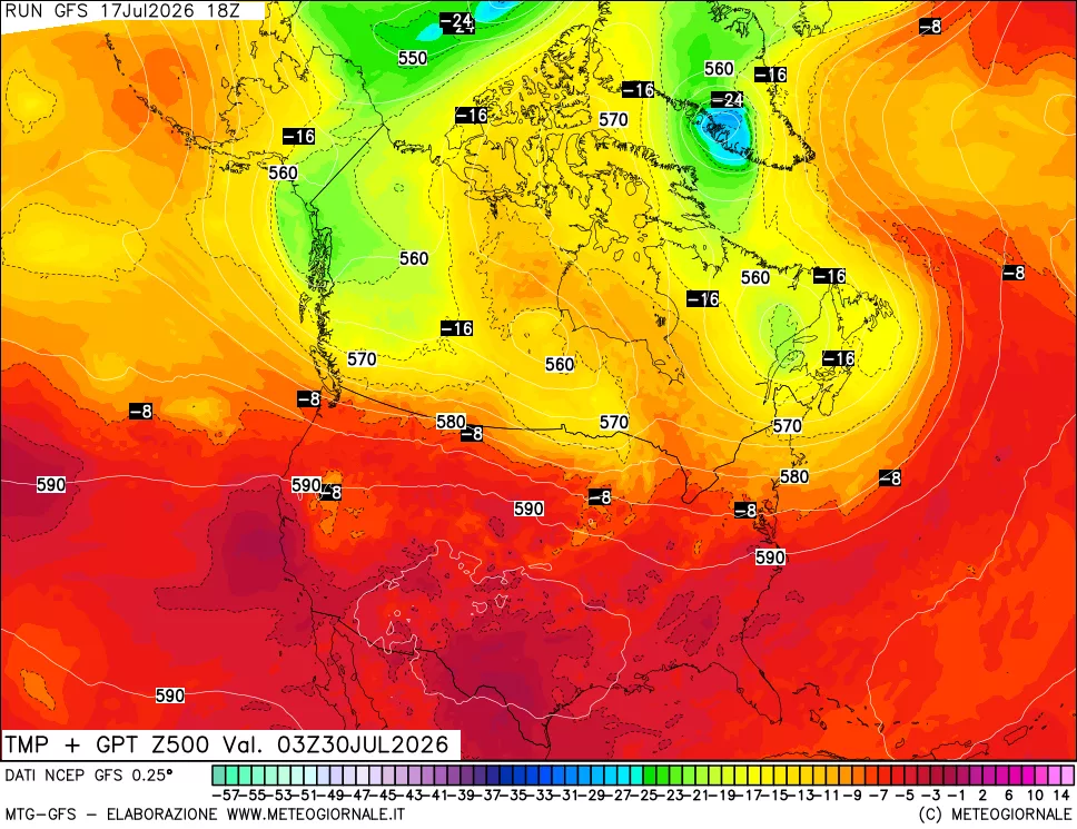 mappa 500 hPa Temp + GPT