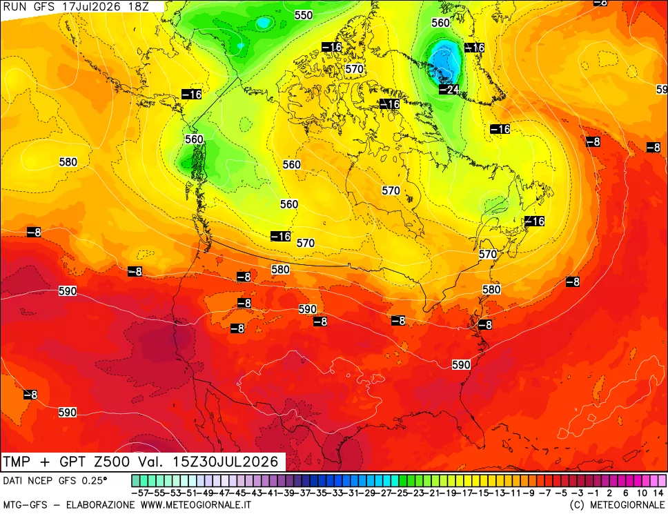 mappa 500 hPa Temp + GPT
