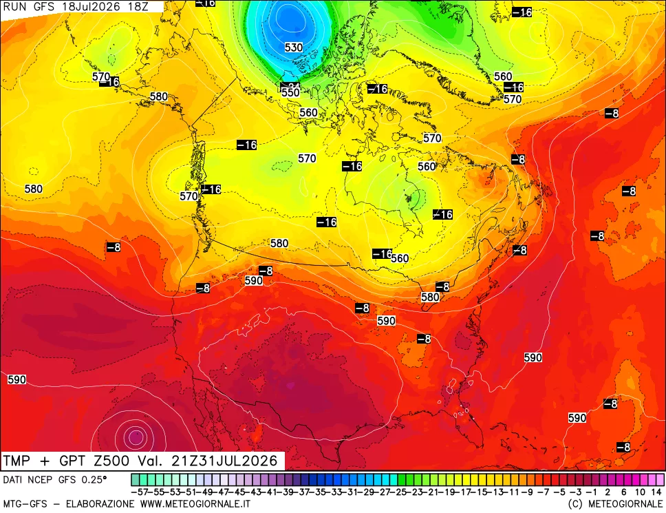 mappa 500 hPa Temp + GPT