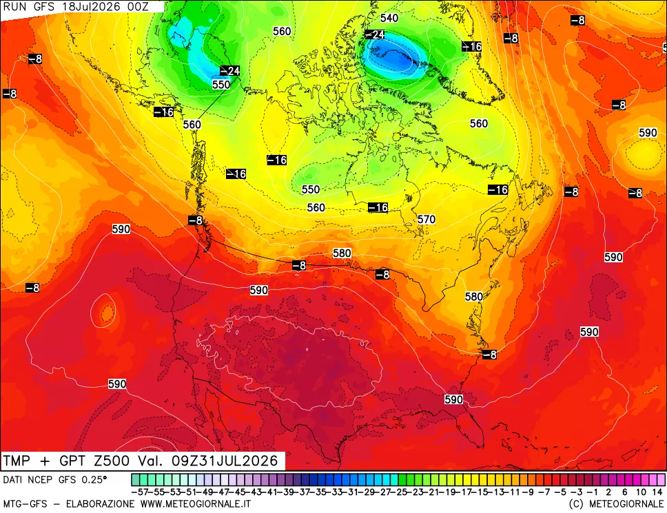mappa 500 hPa Temp + GPT