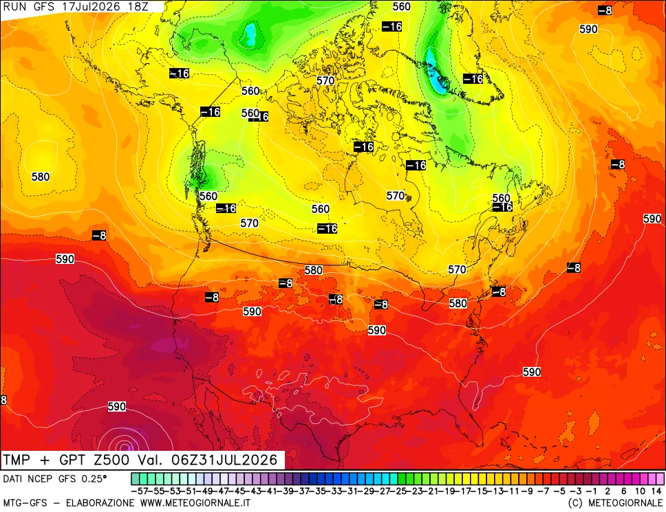 mappa 500 hPa Temp + GPT