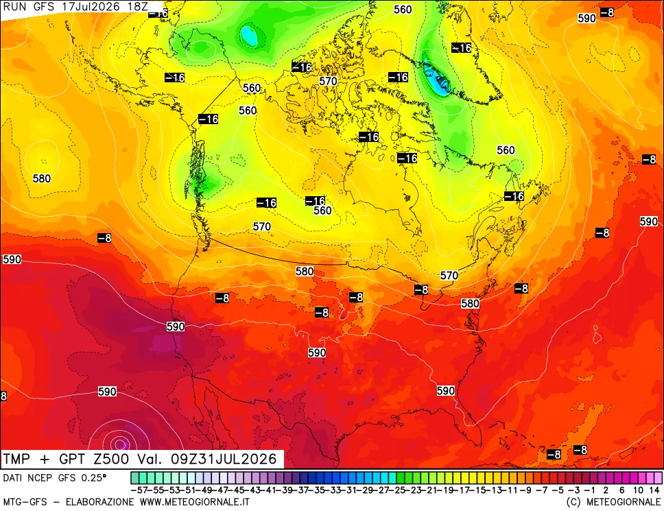 mappa 500 hPa Temp + GPT