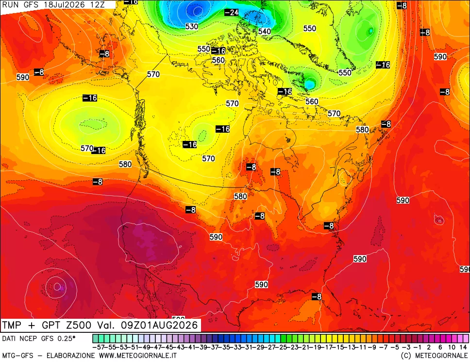 mappa 500 hPa Temp + GPT
