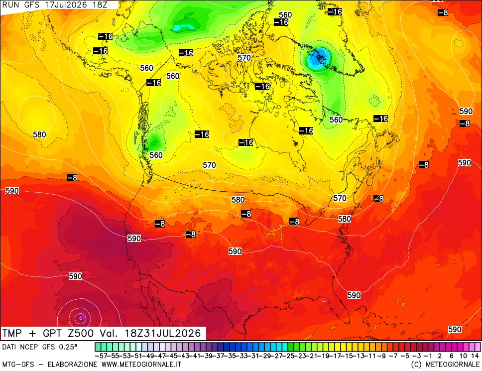 mappa 500 hPa Temp + GPT