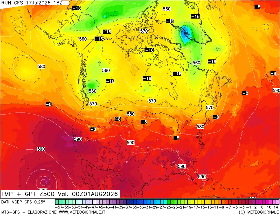 mappa 500 hPa Temp + GPT