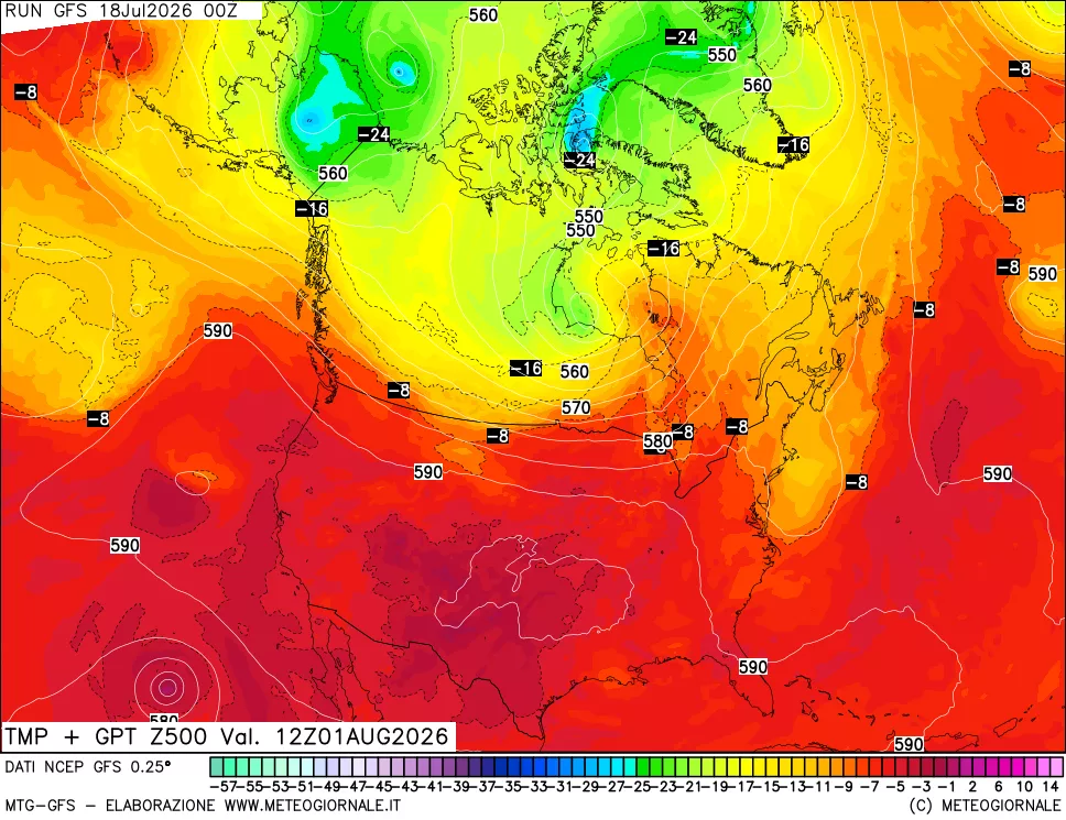 mappa 500 hPa Temp + GPT