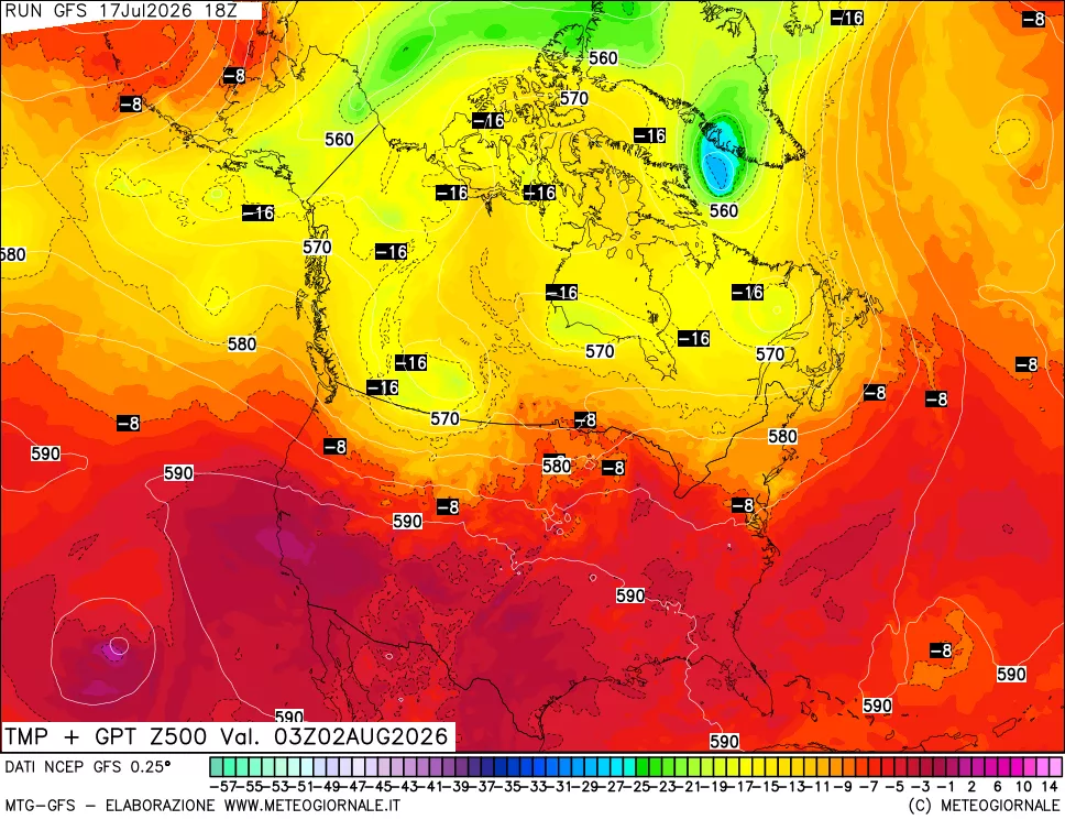 mappa 500 hPa Temp + GPT
