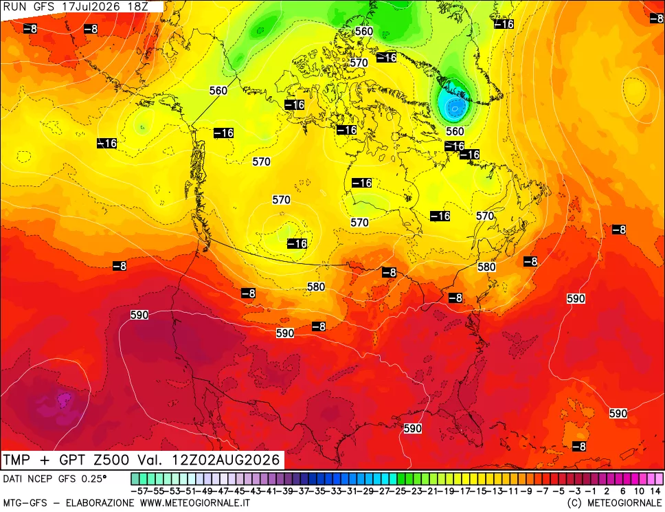 mappa 500 hPa Temp + GPT